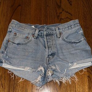 Levi's Light Blue Distressed Jean Shorts